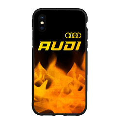 Чехол iPhone XS Max матовый Audi - gold gradient: символ сверху, цвет: 3D-черный