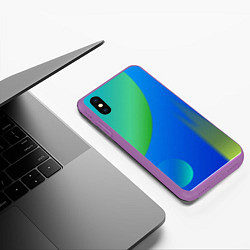 Чехол iPhone XS Max матовый Яркий синий круг, цвет: 3D-фиолетовый — фото 2