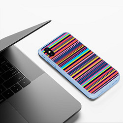 Чехол iPhone XS Max матовый Яркие полоски, цвет: 3D-голубой — фото 2