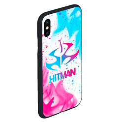 Чехол iPhone XS Max матовый Hitman neon gradient style, цвет: 3D-черный — фото 2