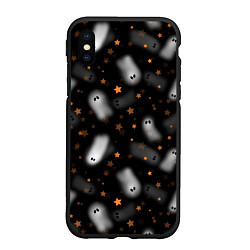 Чехол iPhone XS Max матовый Милые привидения - паттерн, цвет: 3D-черный