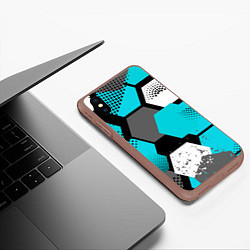 Чехол iPhone XS Max матовый Шестиугольники абстрактный фон, цвет: 3D-коричневый — фото 2