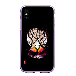 Чехол iPhone XS Max матовый Лесной король ночью, цвет: 3D-сиреневый