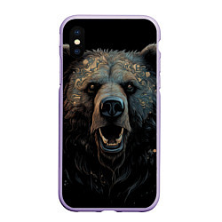 Чехол iPhone XS Max матовый Мощный медведь, цвет: 3D-светло-сиреневый