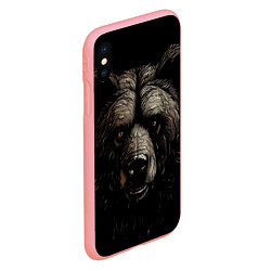 Чехол iPhone XS Max матовый Крупная морда медведя, цвет: 3D-баблгам — фото 2