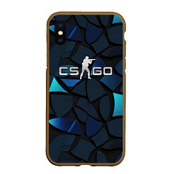 Чехол iPhone XS Max матовый CS GO blue black elements, цвет: 3D-коричневый