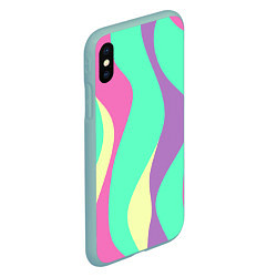 Чехол iPhone XS Max матовый Полосатая цветная абстракция, цвет: 3D-мятный — фото 2