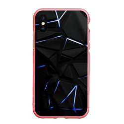 Чехол iPhone XS Max матовый Black texture neon line, цвет: 3D-баблгам