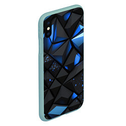 Чехол iPhone XS Max матовый Blue black texture, цвет: 3D-мятный — фото 2