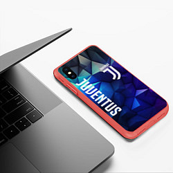 Чехол iPhone XS Max матовый Juventus logo blue, цвет: 3D-красный — фото 2