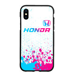 Чехол iPhone XS Max матовый Honda neon gradient style: символ сверху, цвет: 3D-черный