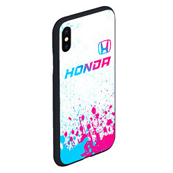 Чехол iPhone XS Max матовый Honda neon gradient style: символ сверху, цвет: 3D-черный — фото 2