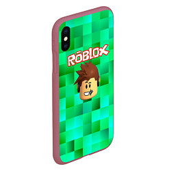 Чехол iPhone XS Max матовый Roblox head на пиксельном фоне, цвет: 3D-малиновый — фото 2