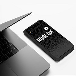 Чехол iPhone XS Max матовый Roblox glitch на темном фоне: символ сверху, цвет: 3D-черный — фото 2