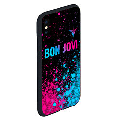 Чехол iPhone XS Max матовый Bon Jovi - neon gradient: символ сверху, цвет: 3D-черный — фото 2