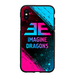 Чехол iPhone XS Max матовый Imagine Dragons - neon gradient, цвет: 3D-черный