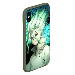 Чехол iPhone XS Max матовый Доктор Стоун Сэнку Исигами, цвет: 3D-темно-зеленый — фото 2
