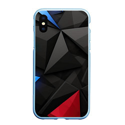 Чехол iPhone XS Max матовый Black blue red elements, цвет: 3D-голубой