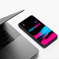 Чехол iPhone XS Max матовый Totoro - neon gradient: символ сверху, цвет: 3D-черный — фото 2