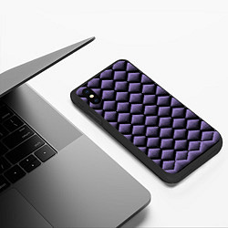 Чехол iPhone XS Max матовый Фиолетовые выпуклые ромбы, цвет: 3D-черный — фото 2