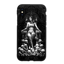 Чехол iPhone XS Max матовый Ведьма на троне из черепов, цвет: 3D-черный