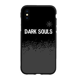 Чехол iPhone XS Max матовый Dark Souls glitch на темном фоне: символ сверху, цвет: 3D-черный