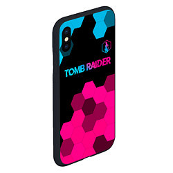 Чехол iPhone XS Max матовый Tomb Raider - neon gradient: символ сверху, цвет: 3D-черный — фото 2