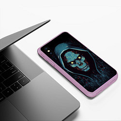 Чехол iPhone XS Max матовый Хакер череп, цвет: 3D-сиреневый — фото 2