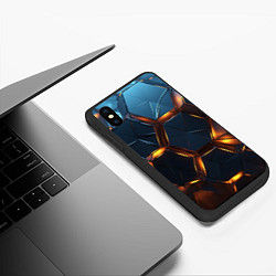 Чехол iPhone XS Max матовый Объемные плиты со светом, цвет: 3D-черный — фото 2