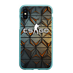 Чехол iPhone XS Max матовый CSGO объемные плиты, цвет: 3D-мятный