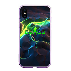 Чехол iPhone XS Max матовый CSGO green neon, цвет: 3D-сиреневый