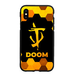 Чехол iPhone XS Max матовый Doom - gold gradient, цвет: 3D-черный