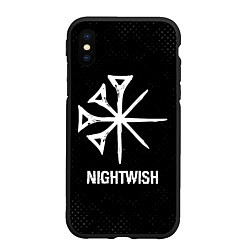 Чехол iPhone XS Max матовый Nightwish glitch на темном фоне, цвет: 3D-черный