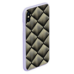 Чехол iPhone XS Max матовый Большие золотые выпуклые ромбы, цвет: 3D-светло-сиреневый — фото 2