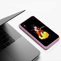 Чехол iPhone XS Max матовый Гоку на облаке, цвет: 3D-розовый — фото 2