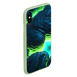 Чехол iPhone XS Max матовый Зеленые объемные плиты, цвет: 3D-салатовый — фото 2