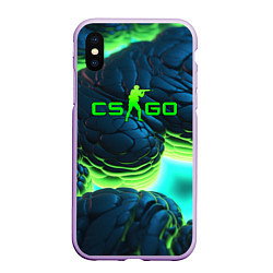 Чехол iPhone XS Max матовый CSGO зеленые разломленные плиты, цвет: 3D-сиреневый