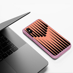 Чехол iPhone XS Max матовый Терракотовая строгая геометрия, цвет: 3D-розовый — фото 2