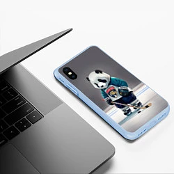 Чехол iPhone XS Max матовый Panda striker of the Florida Panthers, цвет: 3D-голубой — фото 2