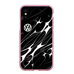 Чехол iPhone XS Max матовый Volkswagen - острые линии, цвет: 3D-розовый