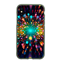 Чехол iPhone XS Max матовый Палочная абстракция, цвет: 3D-темно-зеленый