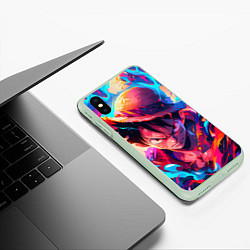 Чехол iPhone XS Max матовый Луффи из Ван Пис - разноцветный, цвет: 3D-салатовый — фото 2