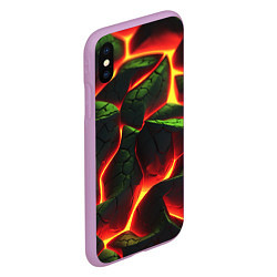 Чехол iPhone XS Max матовый Зеленые плиты и лава, цвет: 3D-сиреневый — фото 2