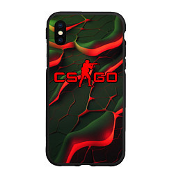 Чехол iPhone XS Max матовый CSGO red green texture, цвет: 3D-черный