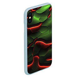 Чехол iPhone XS Max матовый Объемные красно зеленые плиты, цвет: 3D-голубой — фото 2