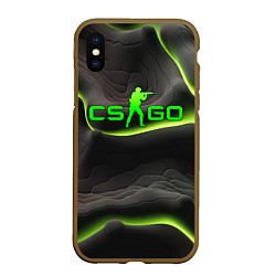 Чехол iPhone XS Max матовый CSGO green black logo, цвет: 3D-коричневый