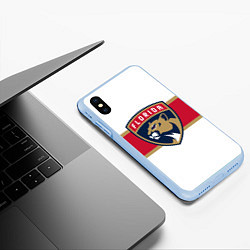 Чехол iPhone XS Max матовый Florida panthers - uniform - hockey, цвет: 3D-голубой — фото 2