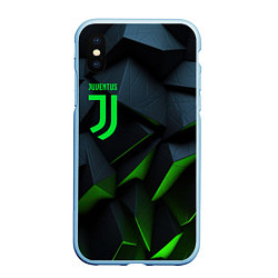 Чехол iPhone XS Max матовый Juventus black green logo, цвет: 3D-голубой