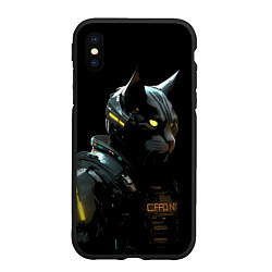 Чехол iPhone XS Max матовый Кот робот, цвет: 3D-черный