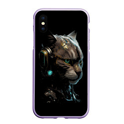 Чехол iPhone XS Max матовый Кибер кот, цвет: 3D-светло-сиреневый